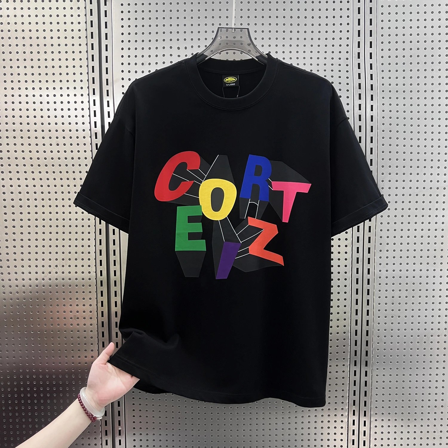 Corteiz T-Shirts Short-Sleeve Script Logo T-Shirt — 5933 Black