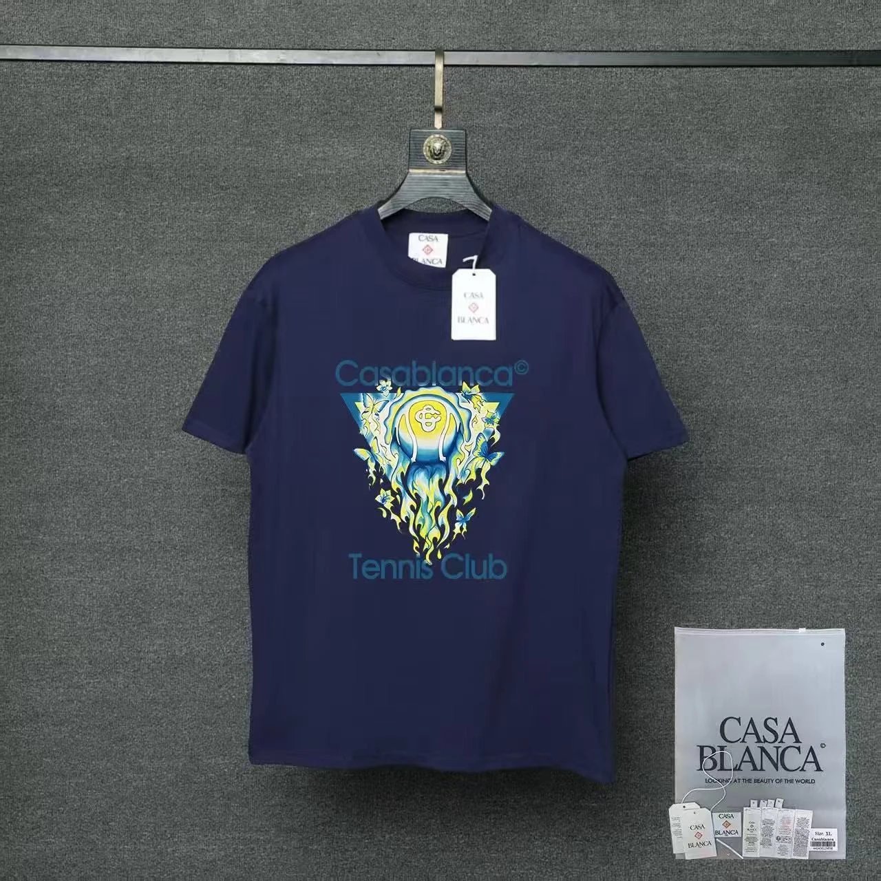Casablanca T-Shirts Short-Sleeve Graphic Logo T-Shirt — 07 Royal blue