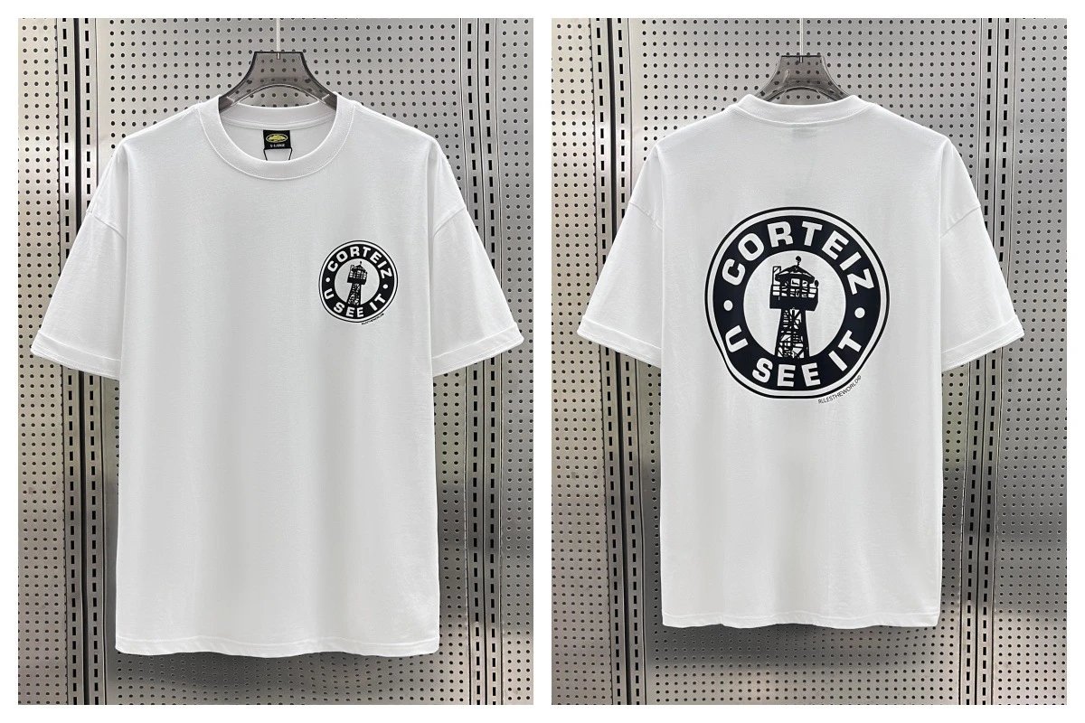 Corteiz T-Shirts Short-Sleeve Script Logo T-Shirt — 5937 white