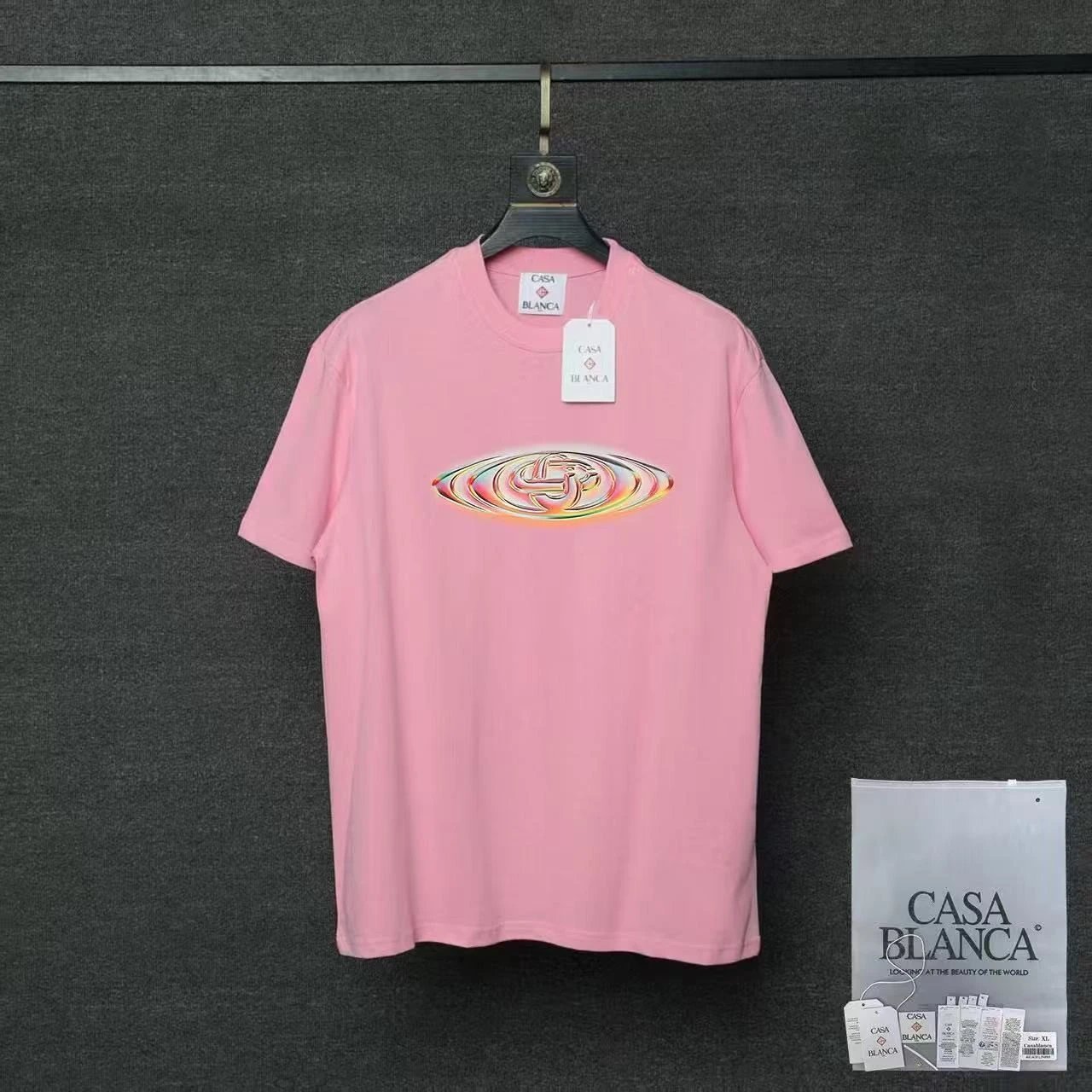 Casablanca T-Shirts Short-Sleeve Graphic Logo T-Shirt — 08 pink