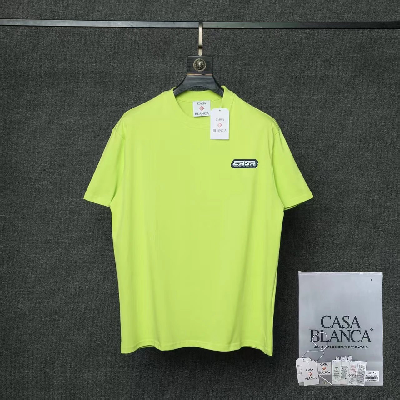 Casablanca T-Shirts Short-Sleeve Logo Patch T-Shirt — 012 Neon Green