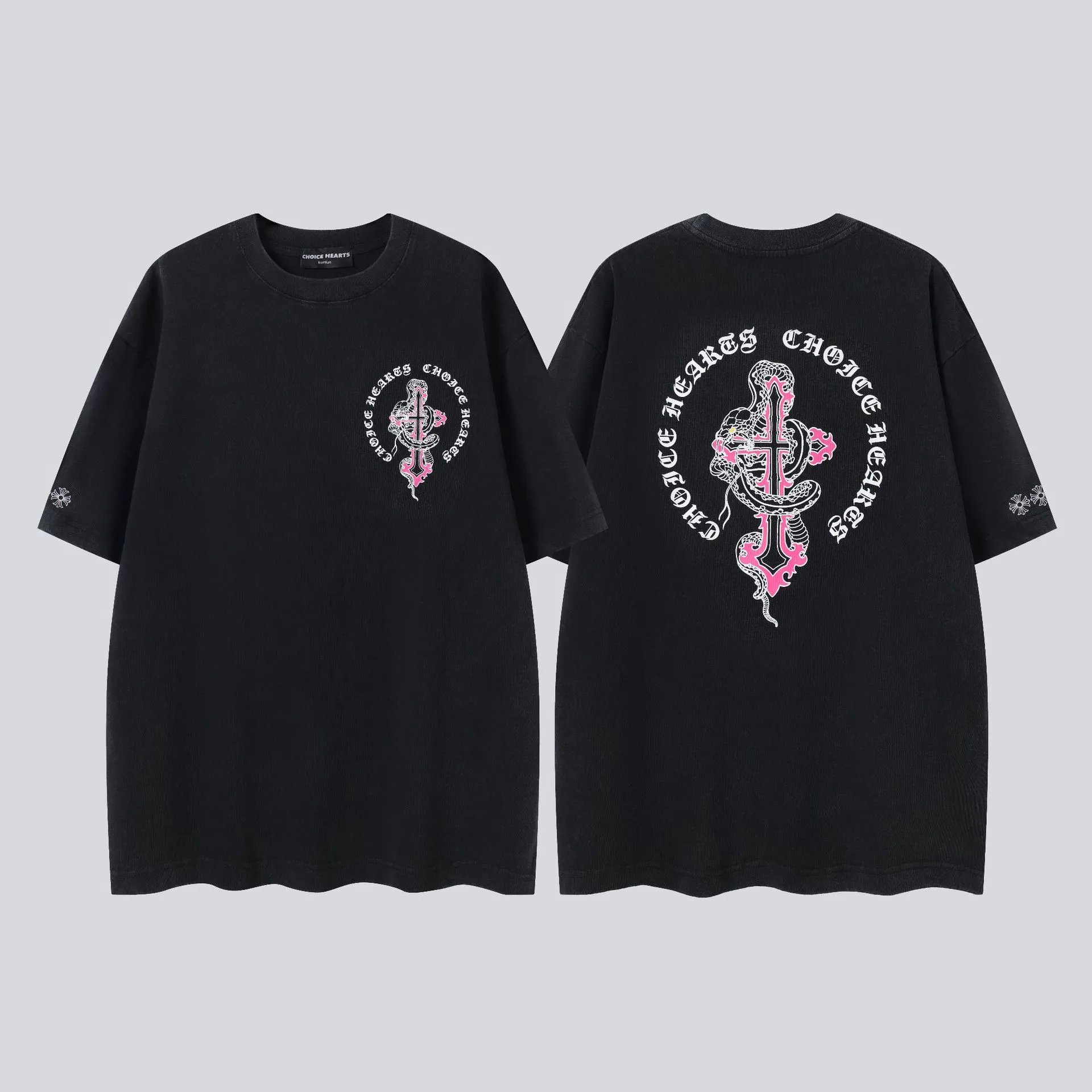 Chrome Hearts Cross Embroidered Distressed White T-Shirt - 38