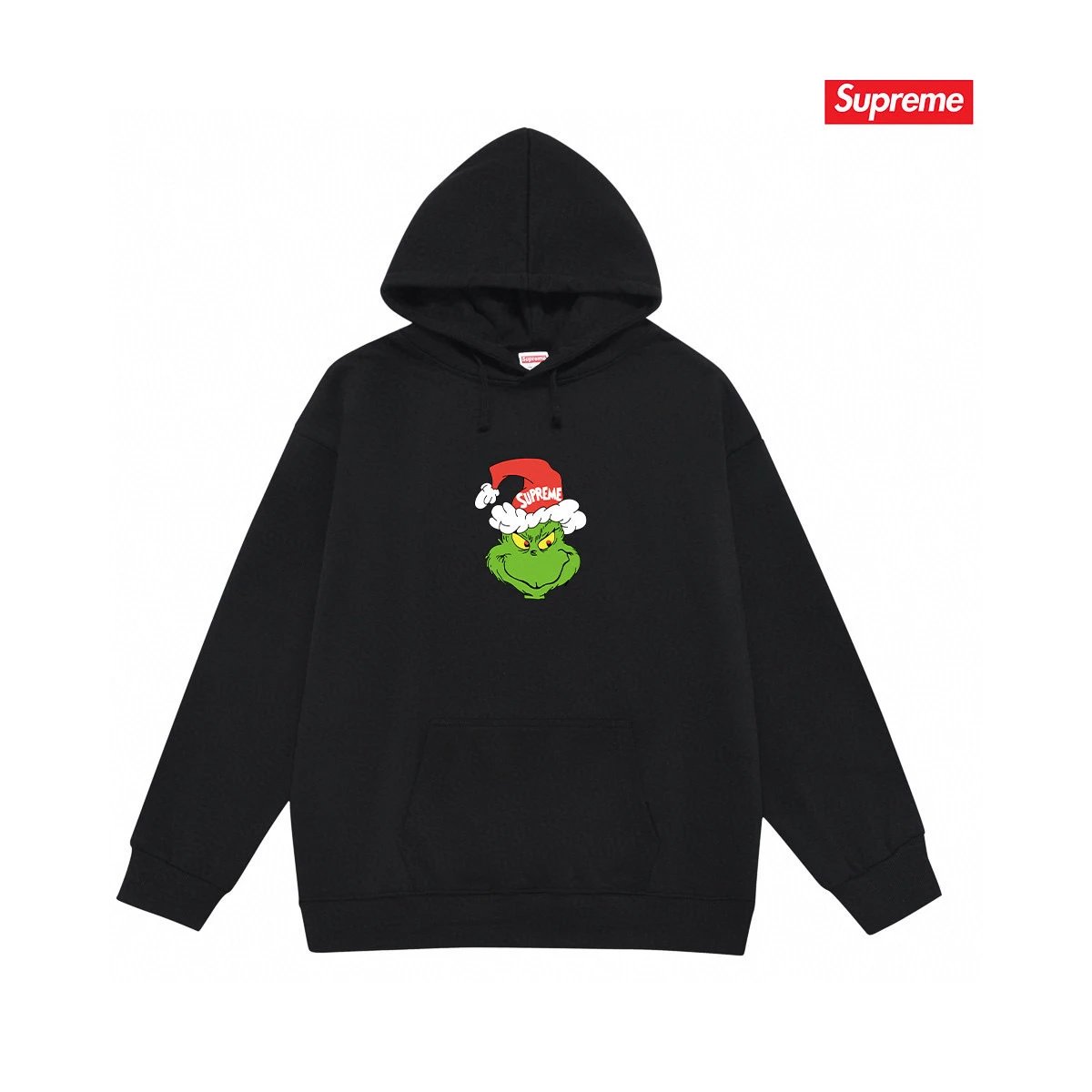 Supreme Hoodies & Sweatshirts Fleece-lined pullover hoodie with photo graphic and kangaroo pocket — S 2179 Black with fleece lining