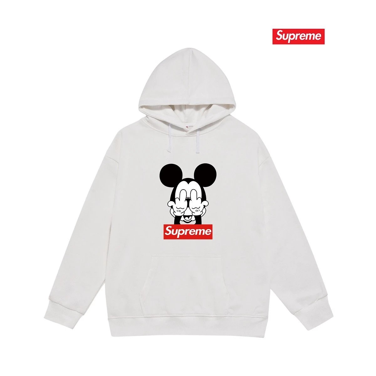 Supreme Hoodies & Sweatshirts Hooded sweatshirt with Stüssy graphic and kangaroo pocket — 2242 White with fleece lining