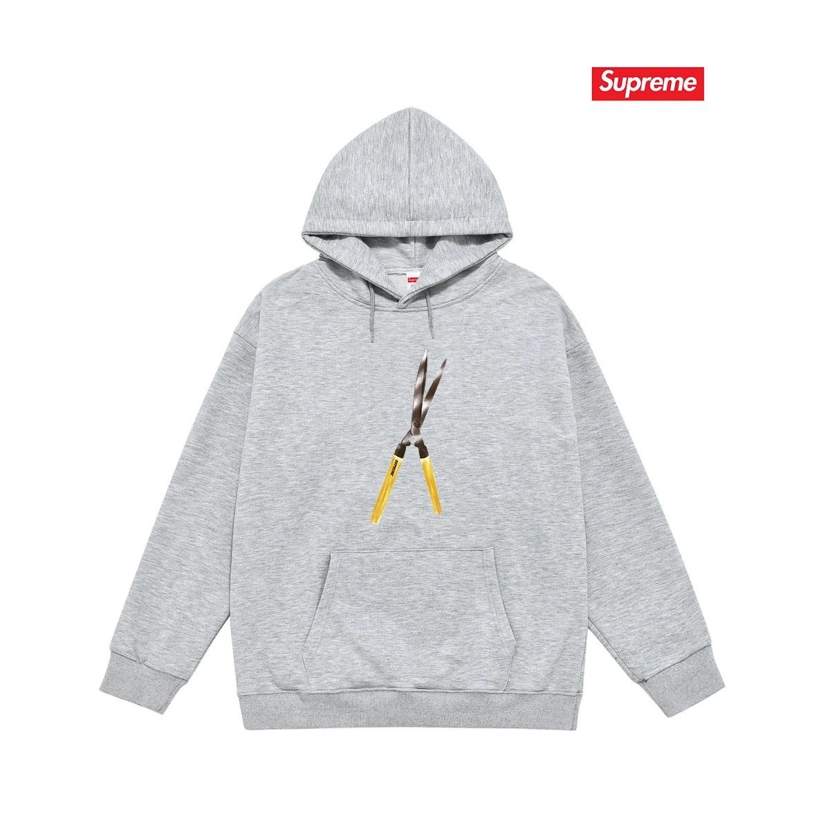 Supreme Hoodies & Sweatshirts Hooded sweatshirt with Stüssy graphic and kangaroo pocket — 2247 Gray with fleece lining