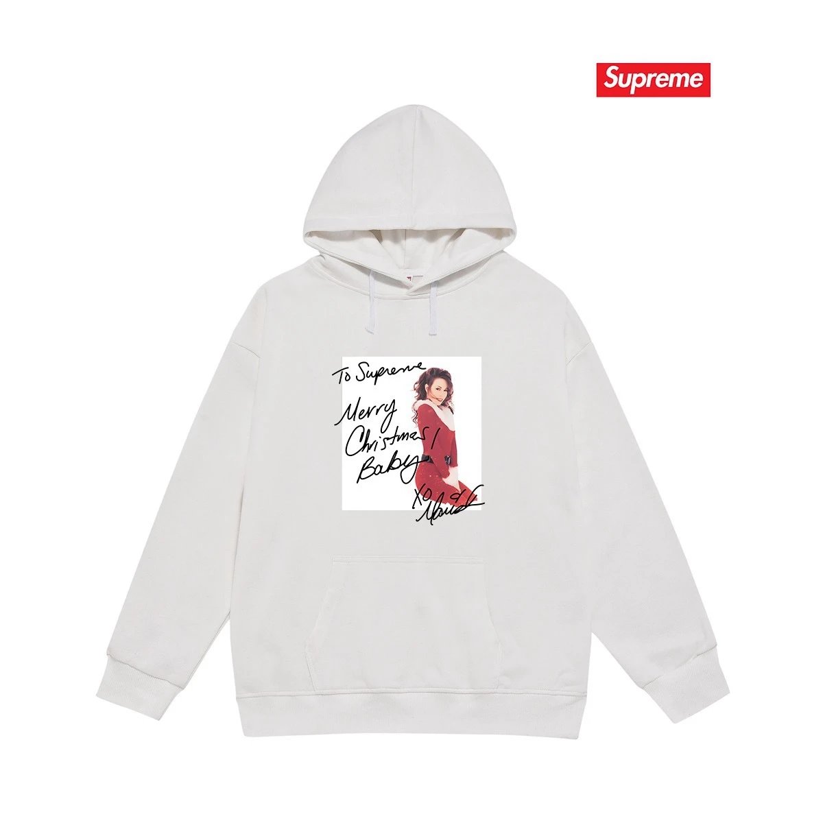 Supreme Hoodies & Sweatshirts Fleece-Lined Graphic Pullover Hoodie — S 2258 White with fleece lining