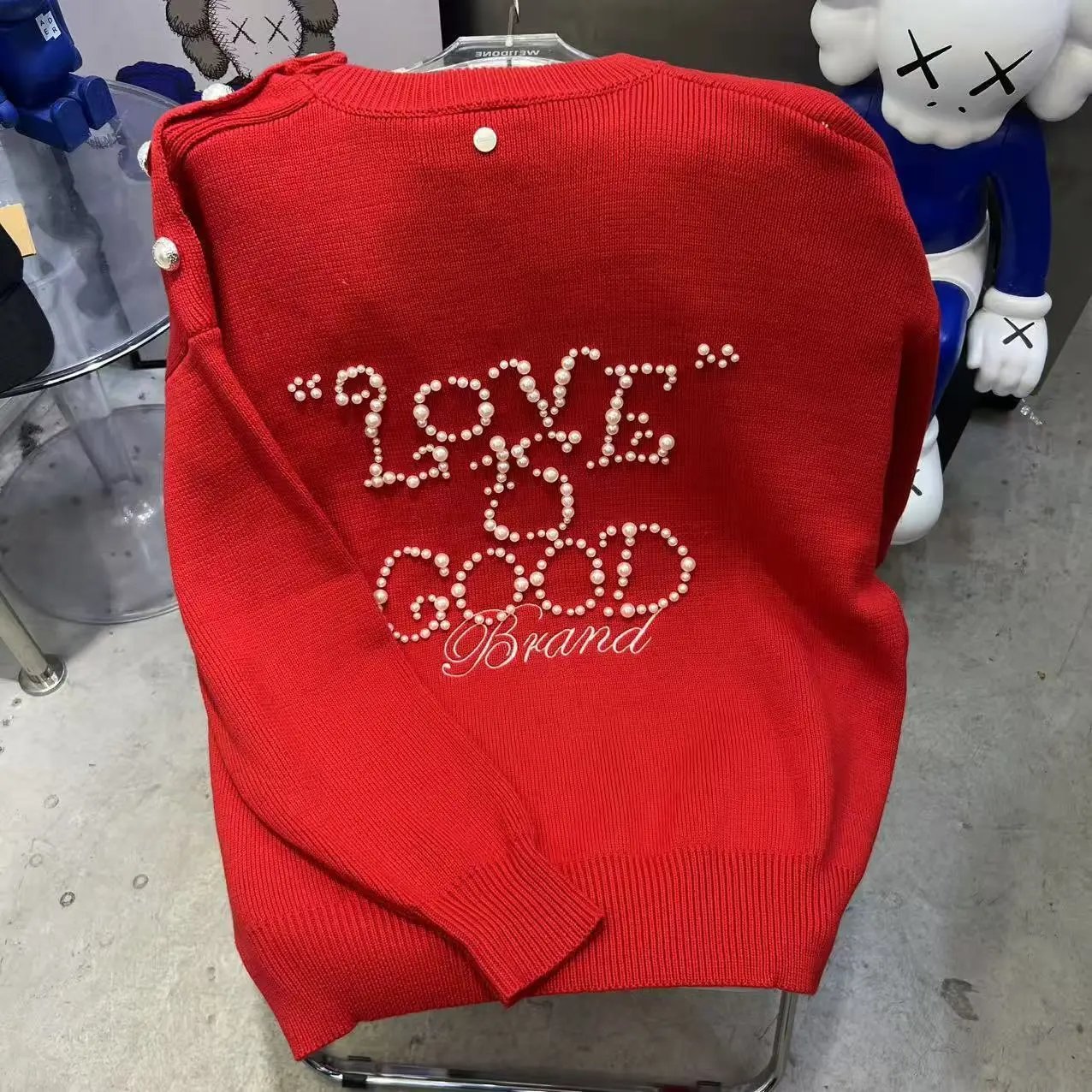 Good Brand Hoodies & Sweatshirts Rhinestone Graphic Sweatshirt Collection — G 71 Red