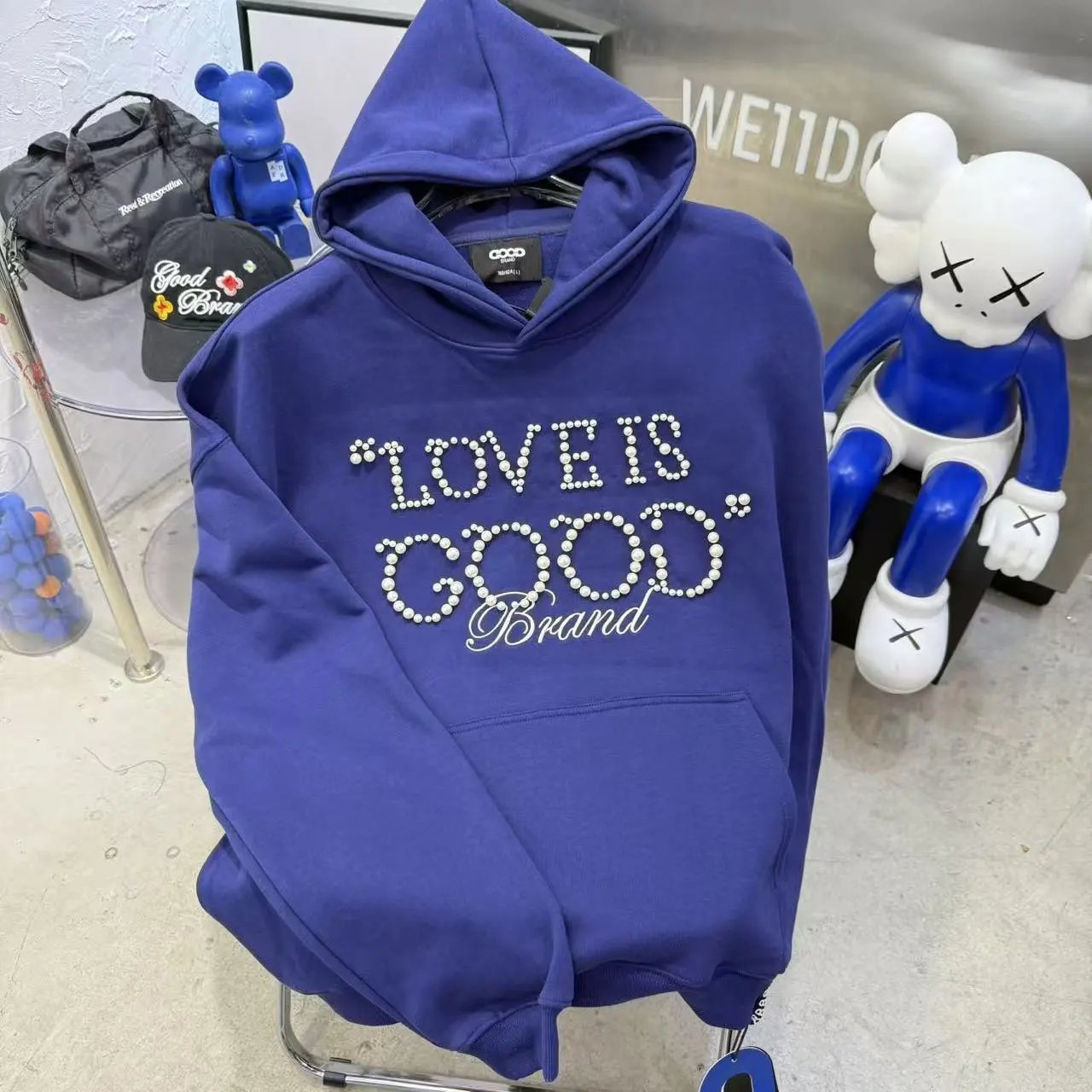 Good Brand Hoodies & Sweatshirts Rhinestone Graphic Sweatshirt Collection — G 39 blue