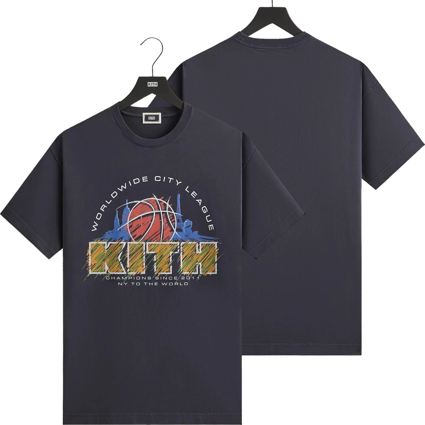 Kith T-Shirts Graphic Print Short-Sleeve T-Shirt — K-288 Navy Blue