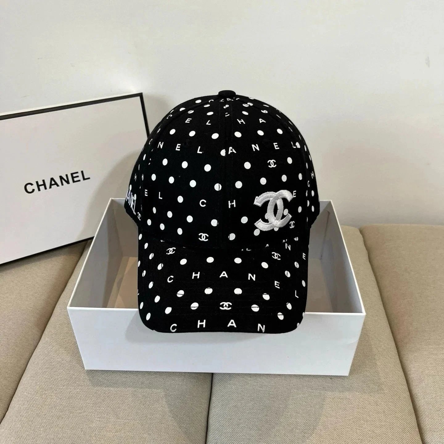 Chanel Logo Embroidered White Baseball Cap - 9