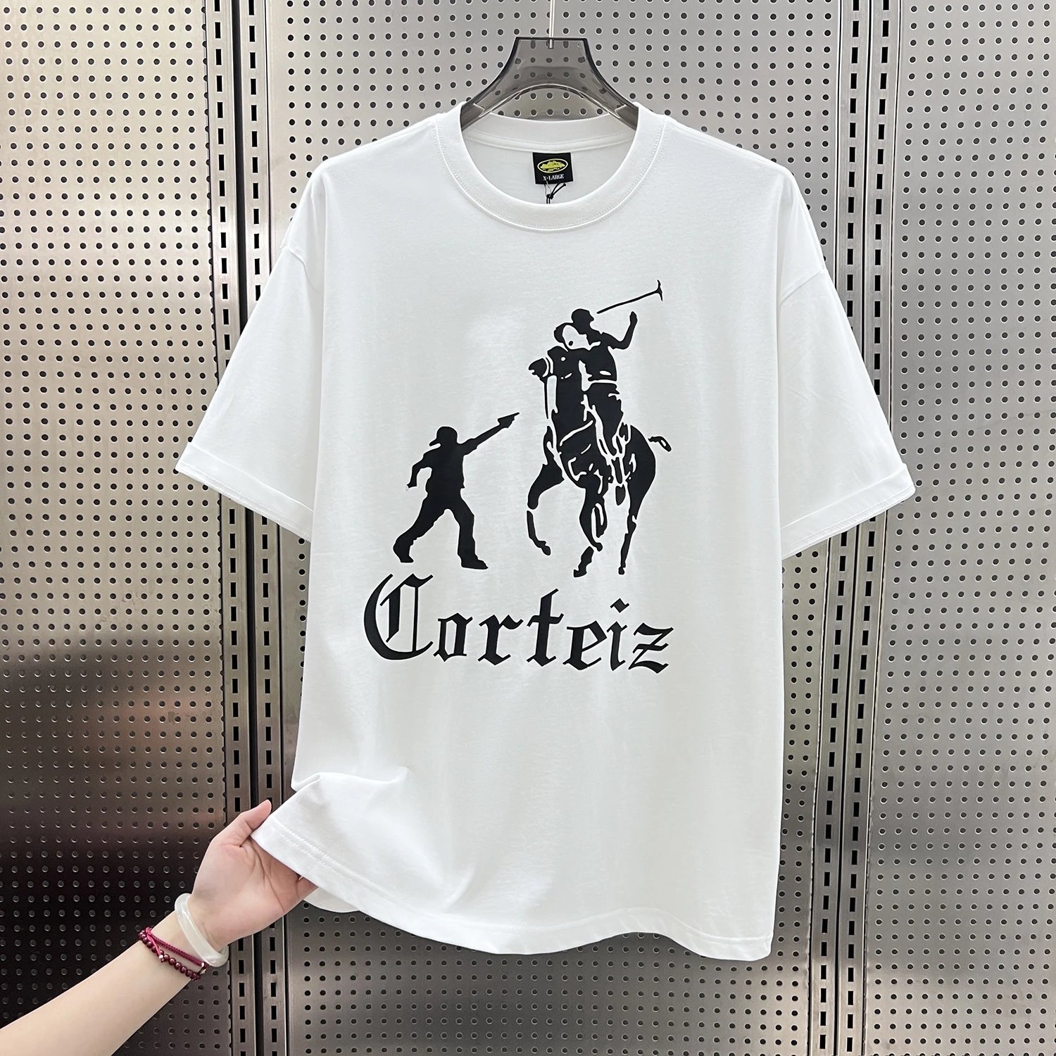 Corteiz T-Shirts Short-Sleeve Script Logo T-Shirt — 5924 white