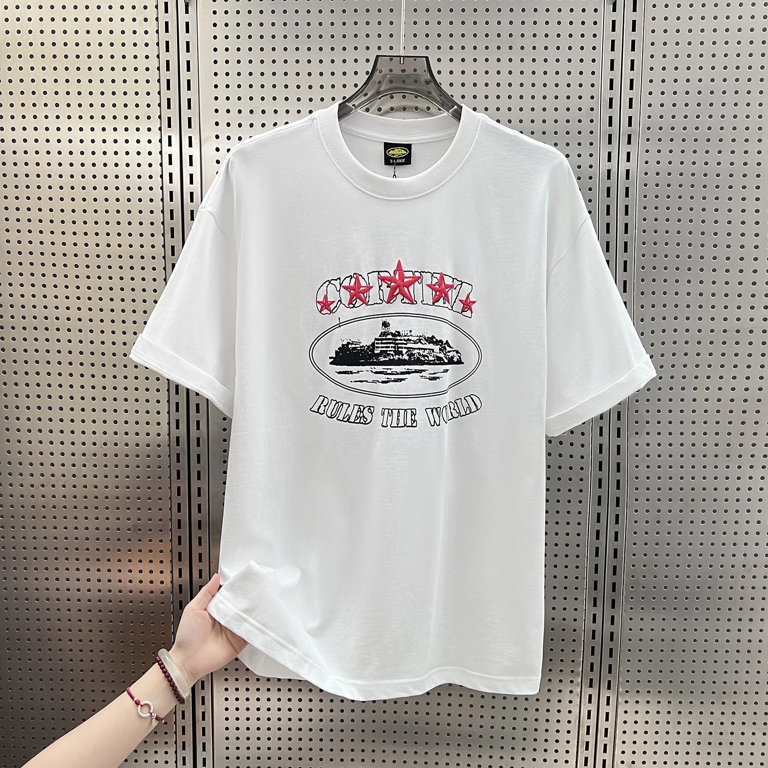 Corteiz T-Shirts Short-Sleeve Script Logo T-Shirt — 5926 white