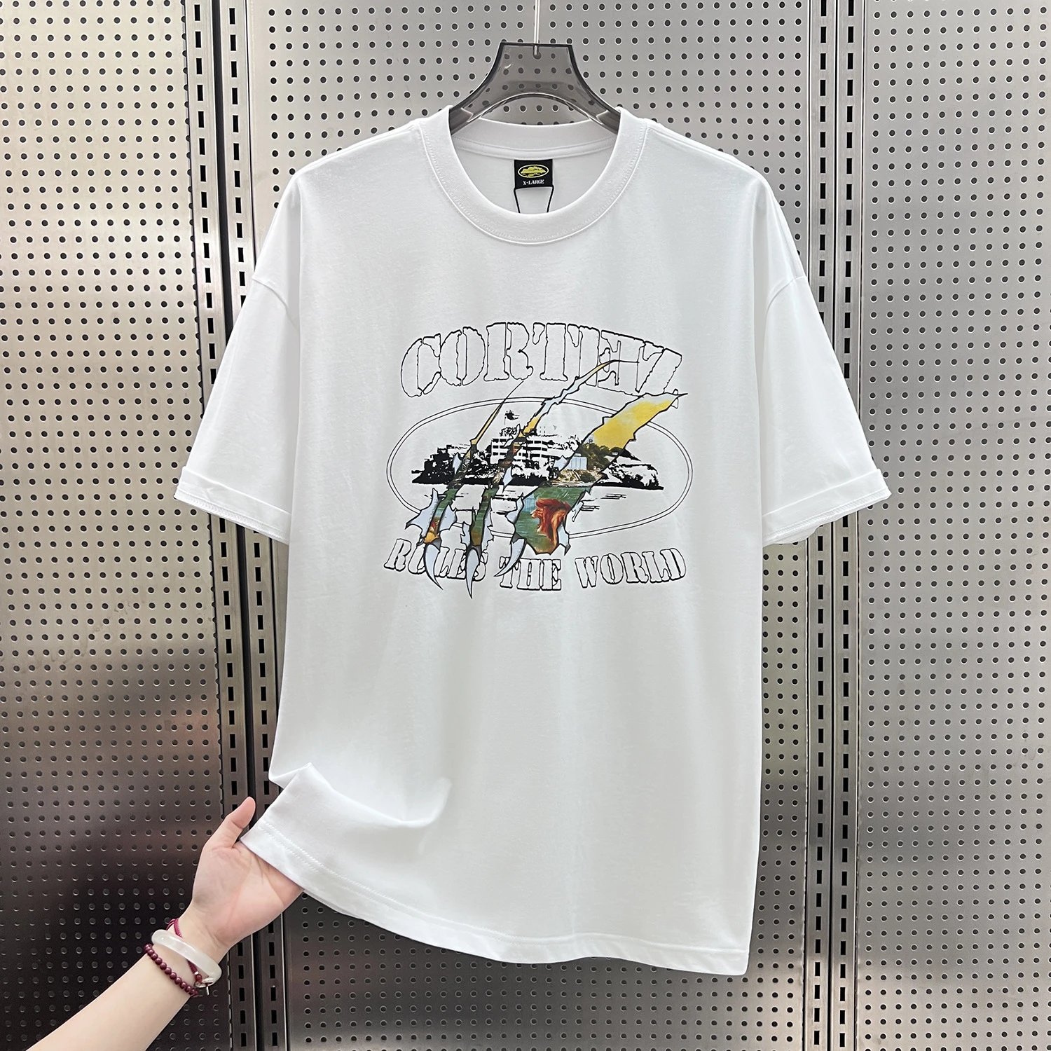Corteiz T-Shirts Short-Sleeve Script Logo T-Shirt — 5932 white