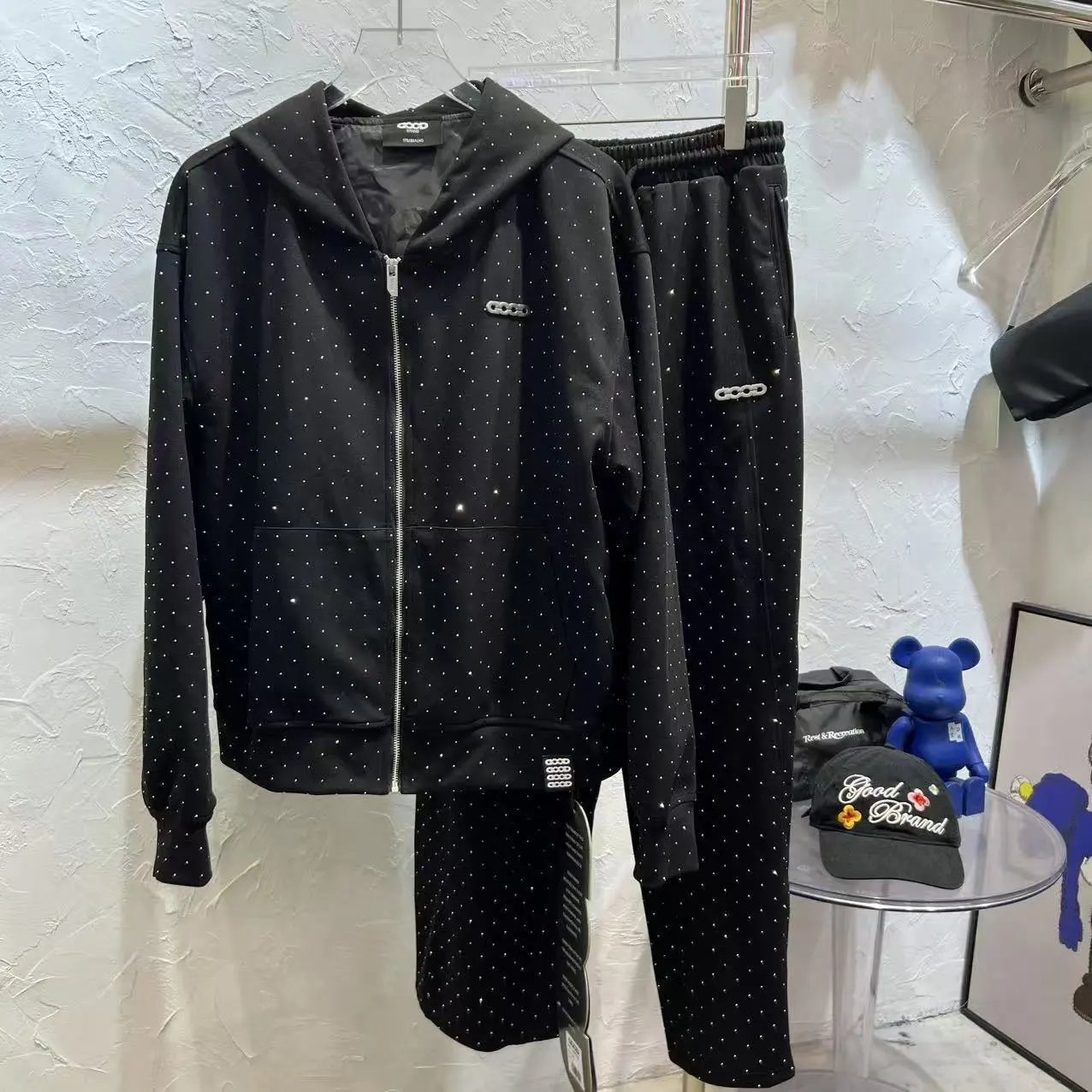 Good Brand Hoodies & Sweatshirts Rhinestone Graphic Sweatshirt Collection — 27 Black top