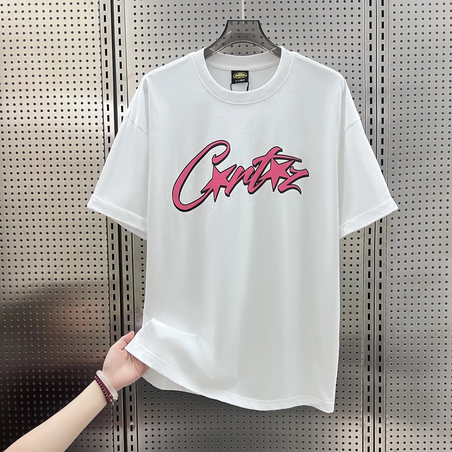 Corteiz T-Shirts Short-Sleeve Script Logo T-Shirt — 5934 white