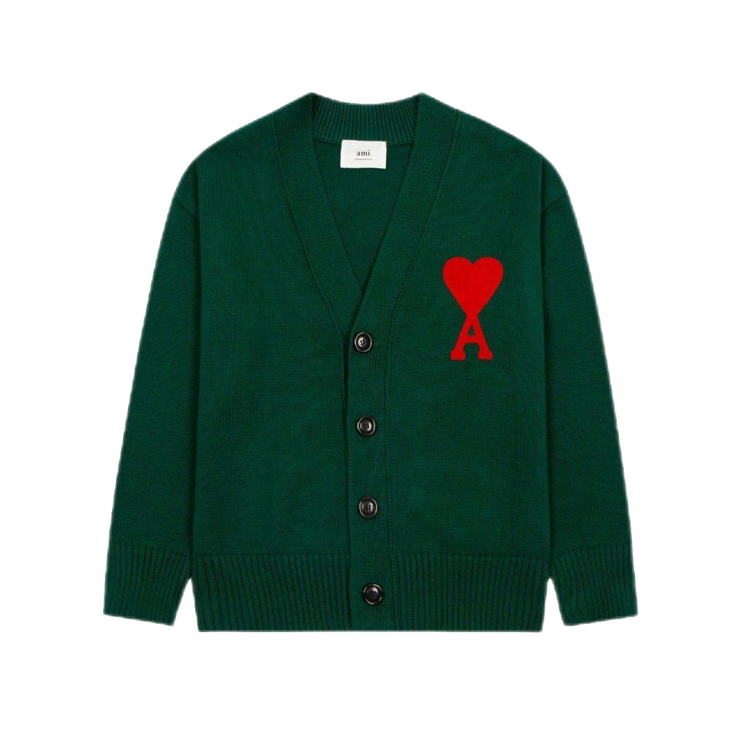 Ami Paris Heart Logo Cardigan Yellow - 12