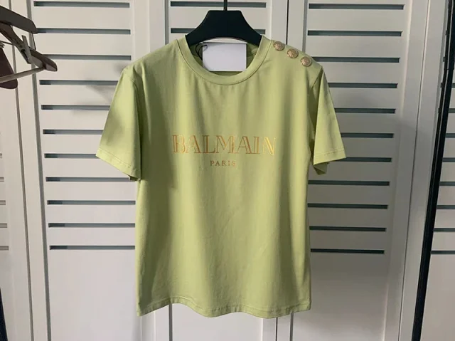 Balmain T-Shirts Logo-print short-sleeve T-shirt with shoulder buttons product detail image 10