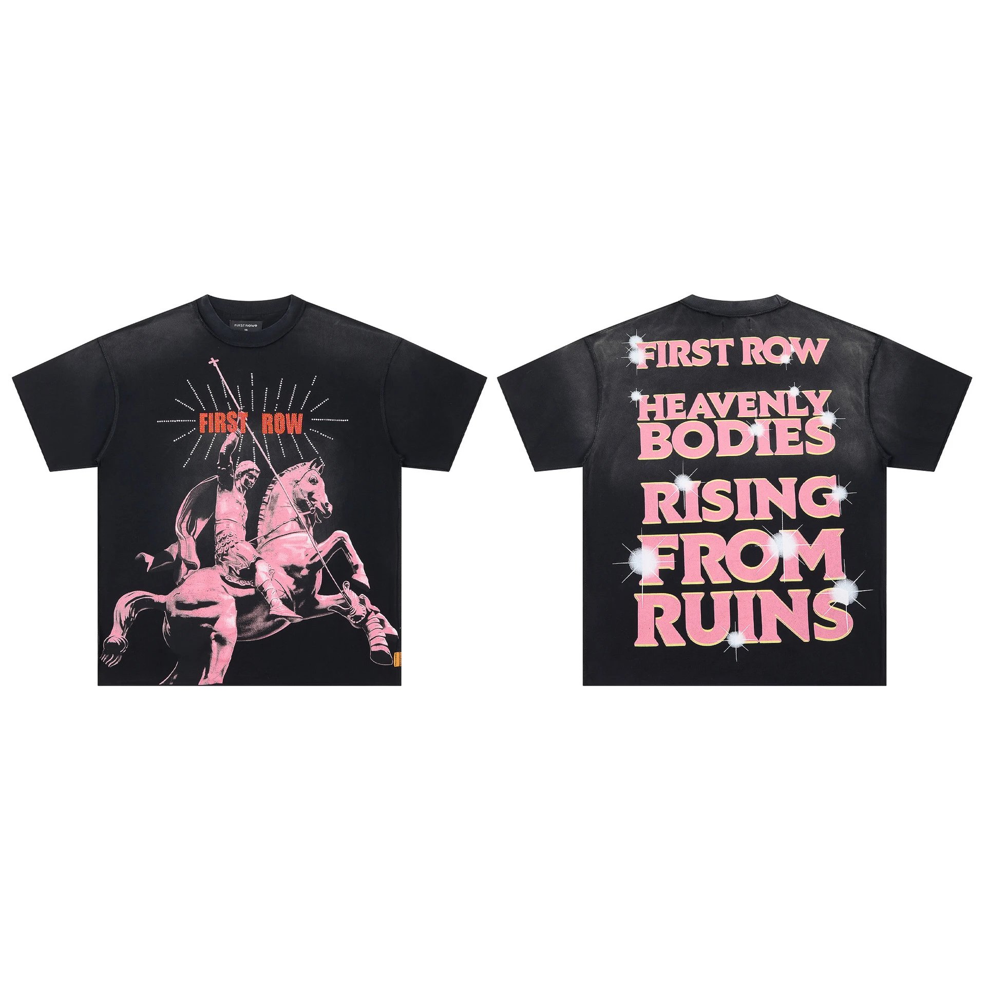 FIRST ROW T-Shirts Graphic Print — F 518# Hot-fix rhinestones