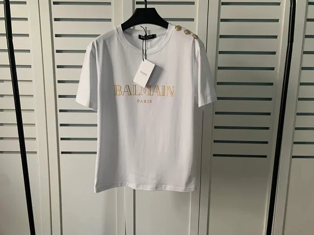 Balmain T-Shirts Logo-print short-sleeve T-shirt with shoulder buttons product detail image 25