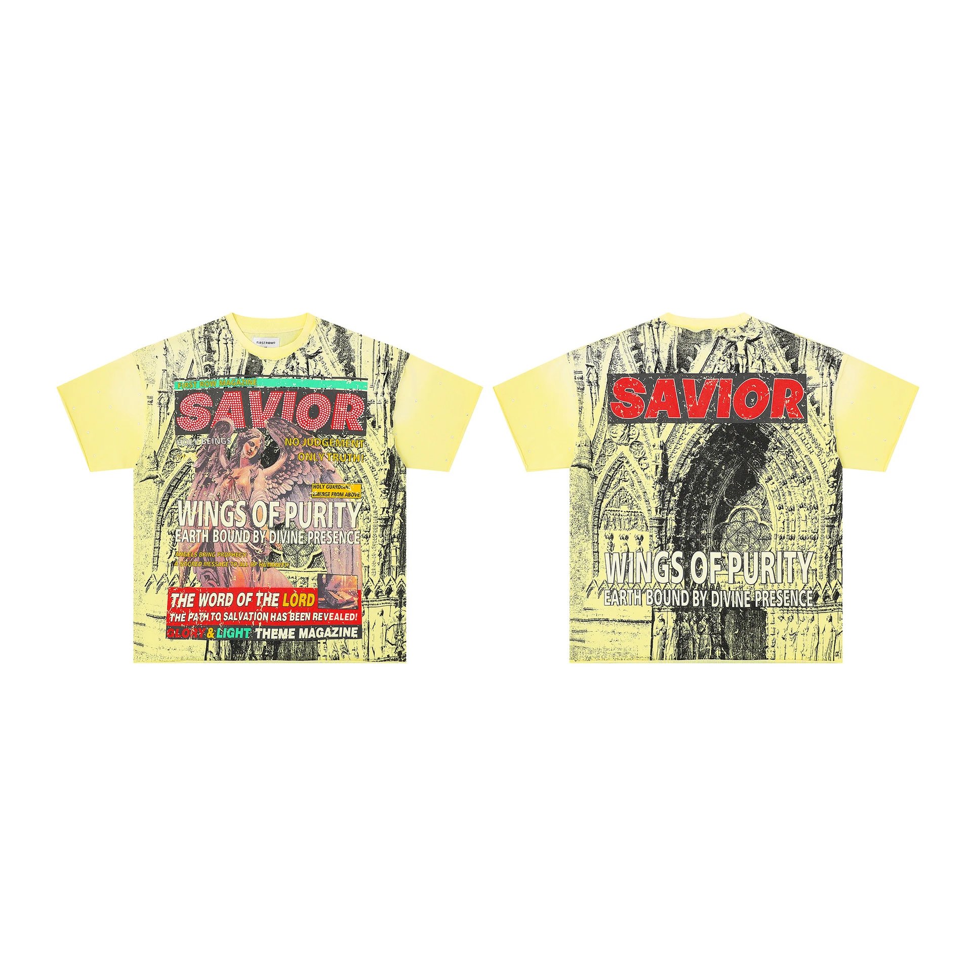 FIRST ROW T-Shirts Graphic Print — F 802# Hot Rhinestone Washing Water to Make Old