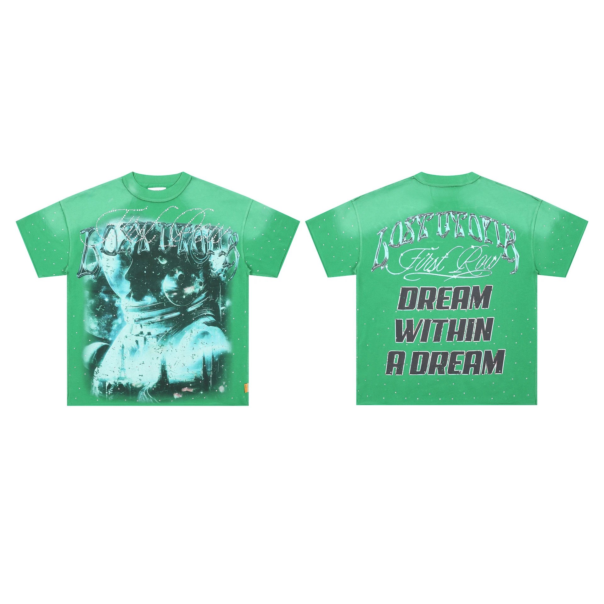 FIRST ROW T-Shirts Graphic Print — F 510# White ink direct jet rhinestone