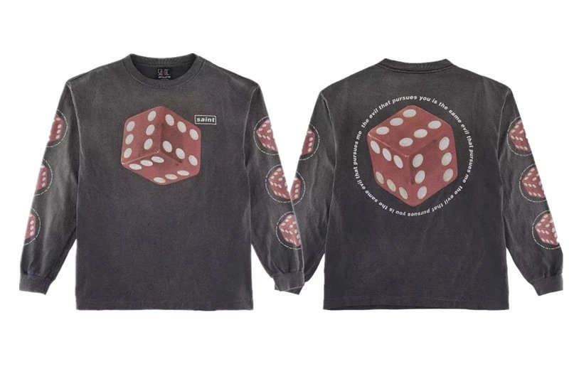 Unbranded Shirts Washed Graphic Long-Sleeve Crewneck Shirt — ST110 washed gray