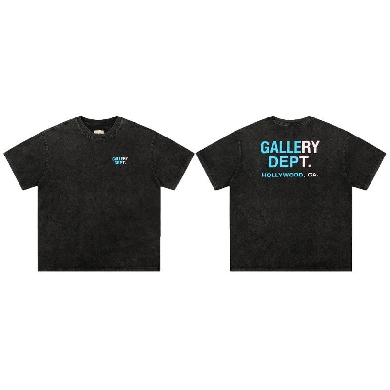 Gallery Dept. T-Shirts Washed graphic-print short-sleeve T-shirt — D 49 Washing water black (digital direct injection)