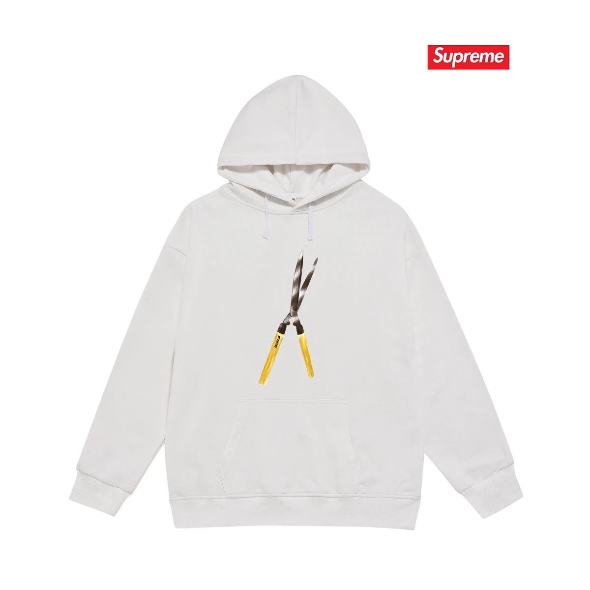 Supreme Hoodies & Sweatshirts Hooded sweatshirt with Stüssy graphic and kangaroo pocket — 2247 White with fleece lining