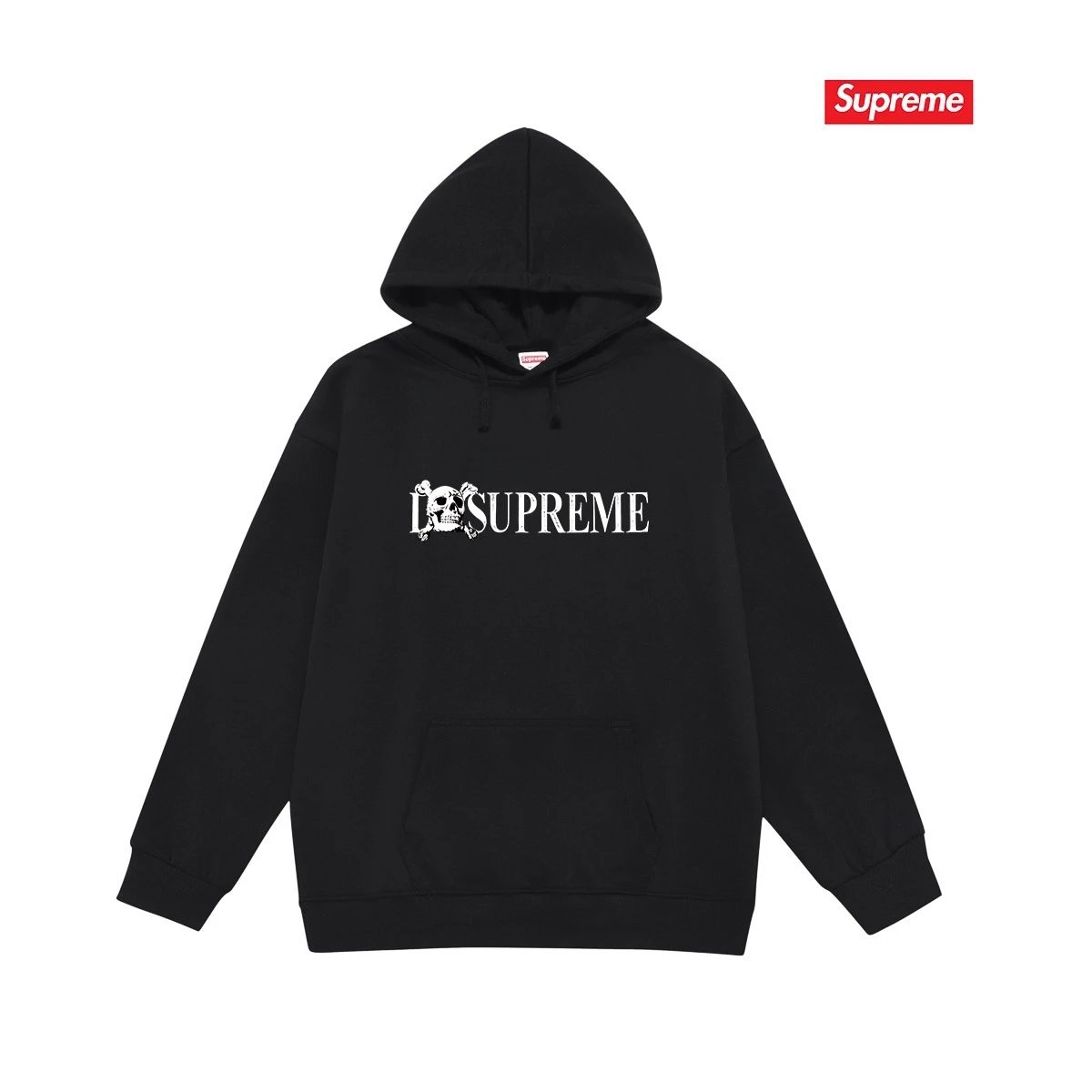 Supreme Hoodies & Sweatshirts Fleece-Lined Graphic Pullover Hoodie — S 2250 Black with fleece lining