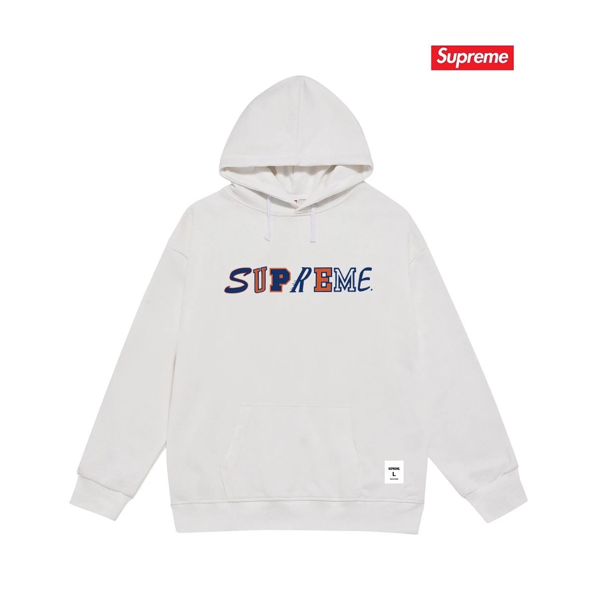 Supreme Hoodies & Sweatshirts Fleece-Lined Graphic Pullover Hoodie — S 2255 White with fleece lining