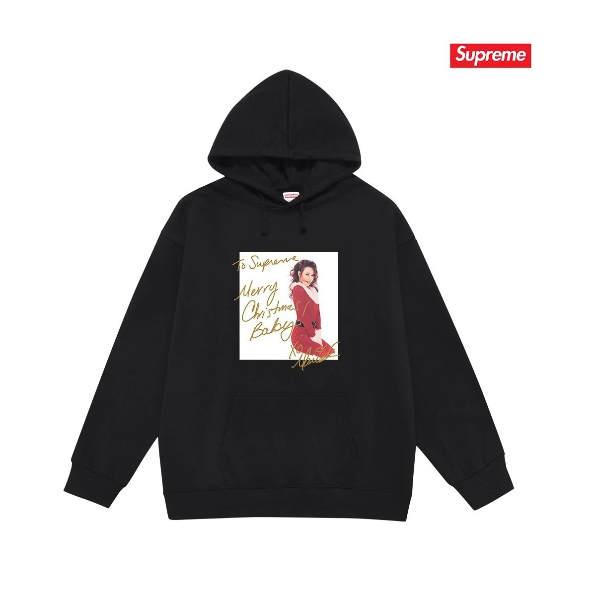 Supreme Hoodies & Sweatshirts Fleece-Lined Graphic Pullover Hoodie — S 2258 Black with fleece lining
