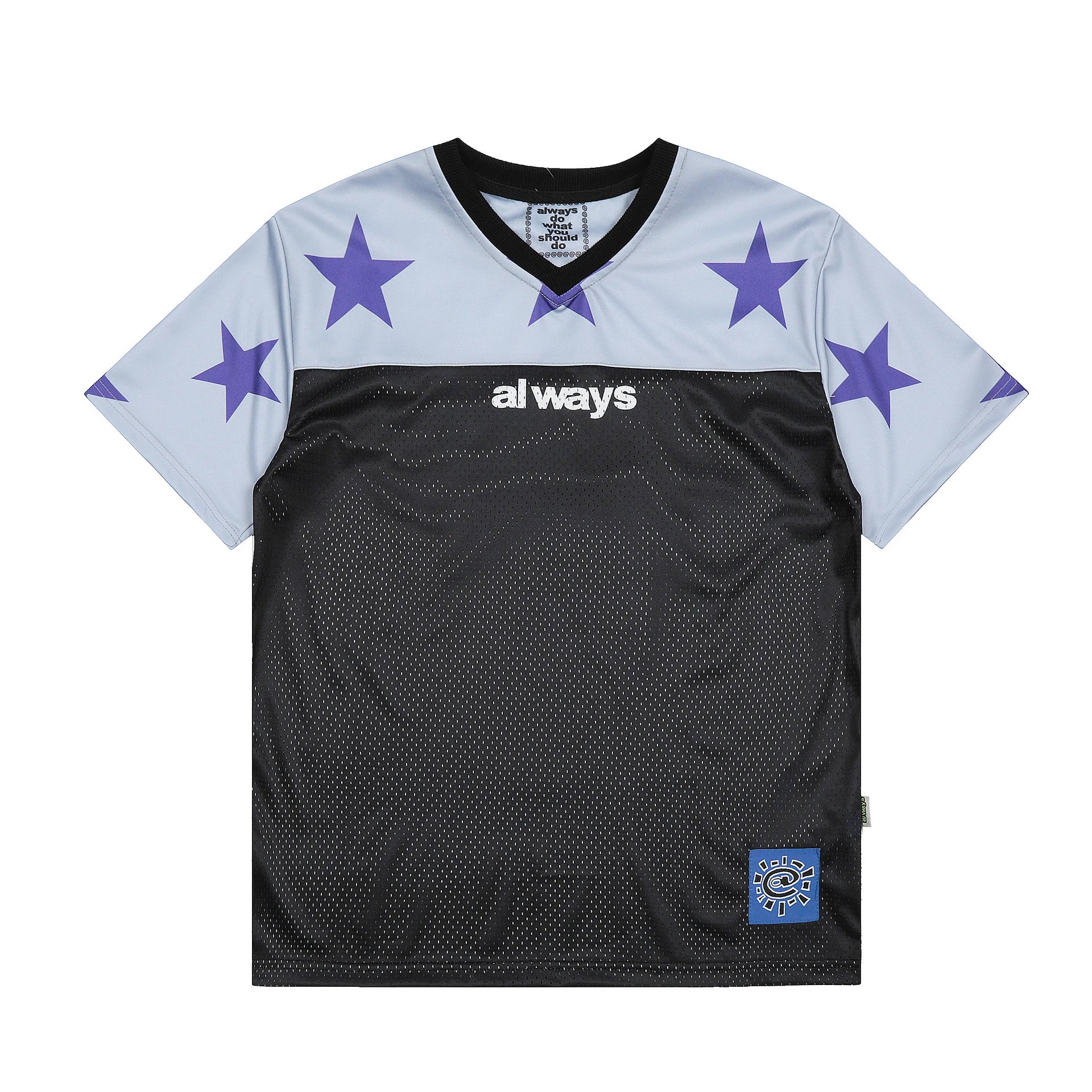 A&D Shorts Sun logo print — AD 216 black spell blue