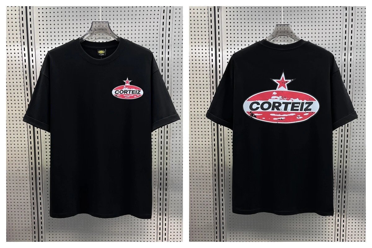 Corteiz T-Shirts Short-Sleeve Script Logo T-Shirt — 5922 Black