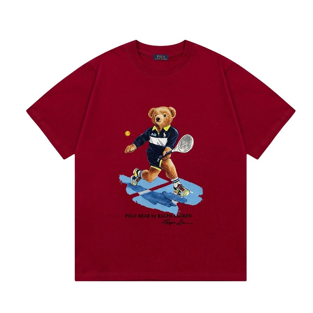 Polo Ralph Lauren T-Shirts Bear Graphic Crewneck Short-Sleeve T-Shirt — Red L 2003