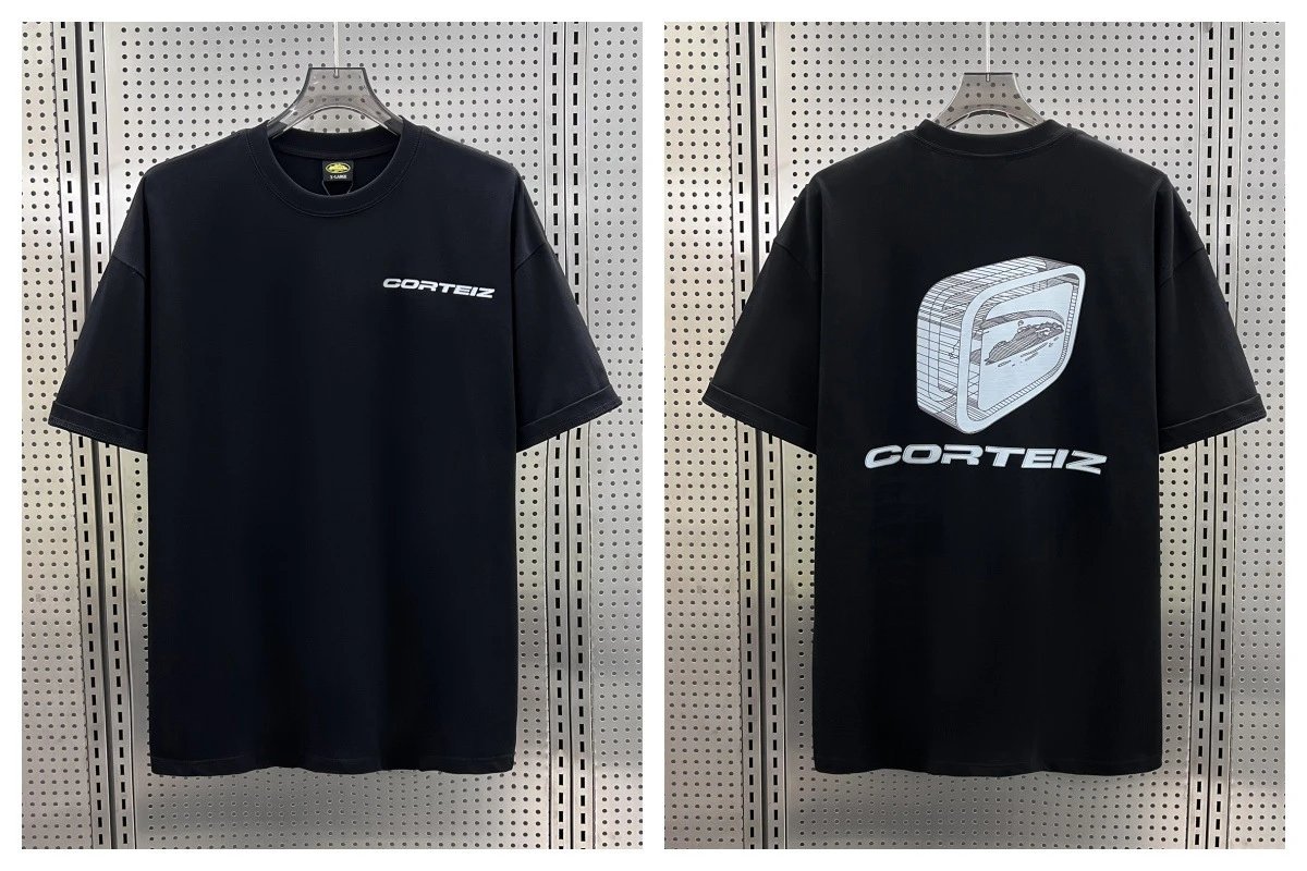 Corteiz T-Shirts Short-Sleeve Script Logo T-Shirt — 5938 Black