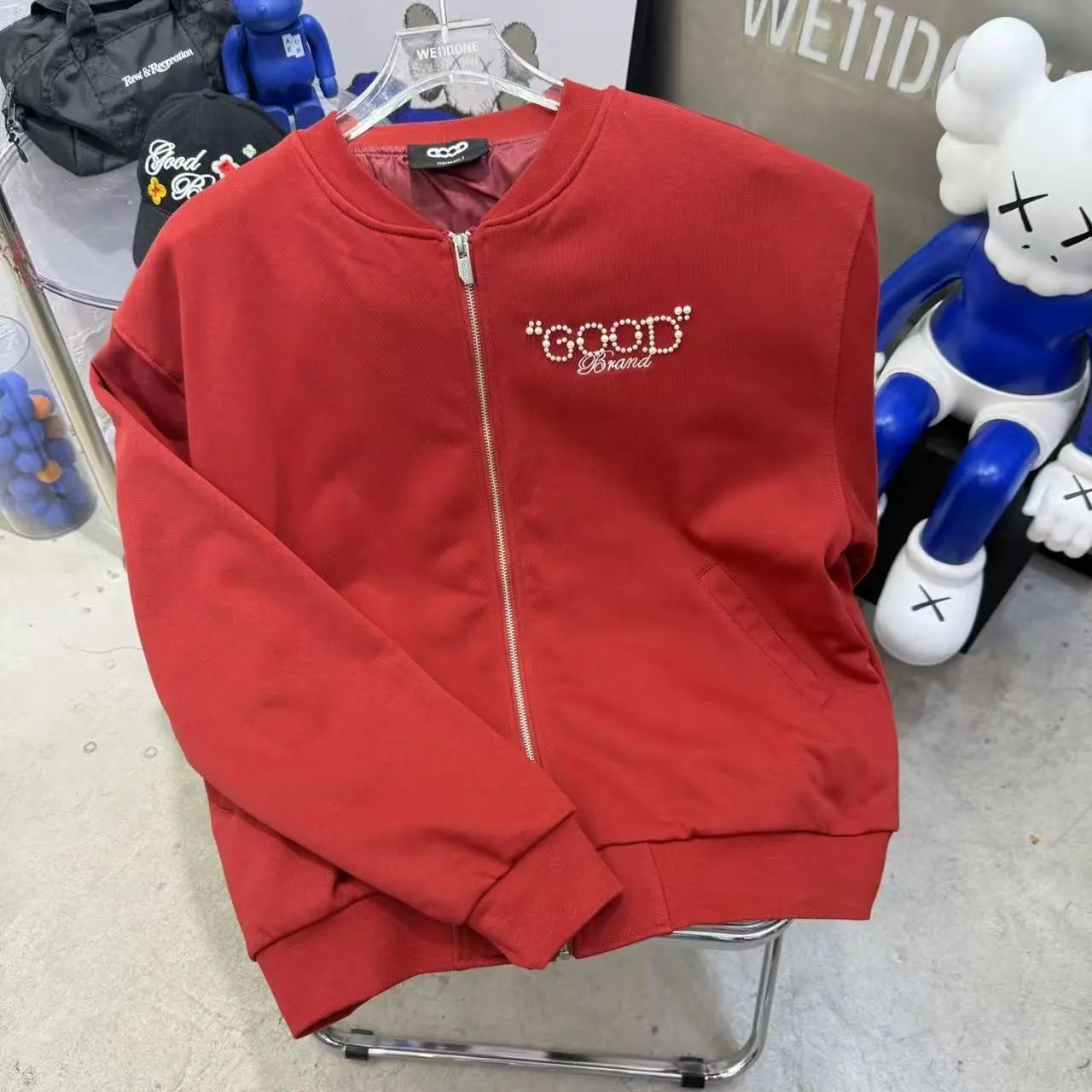 Good Brand Hoodies & Sweatshirts Rhinestone Graphic Sweatshirt Collection — G 56 Red