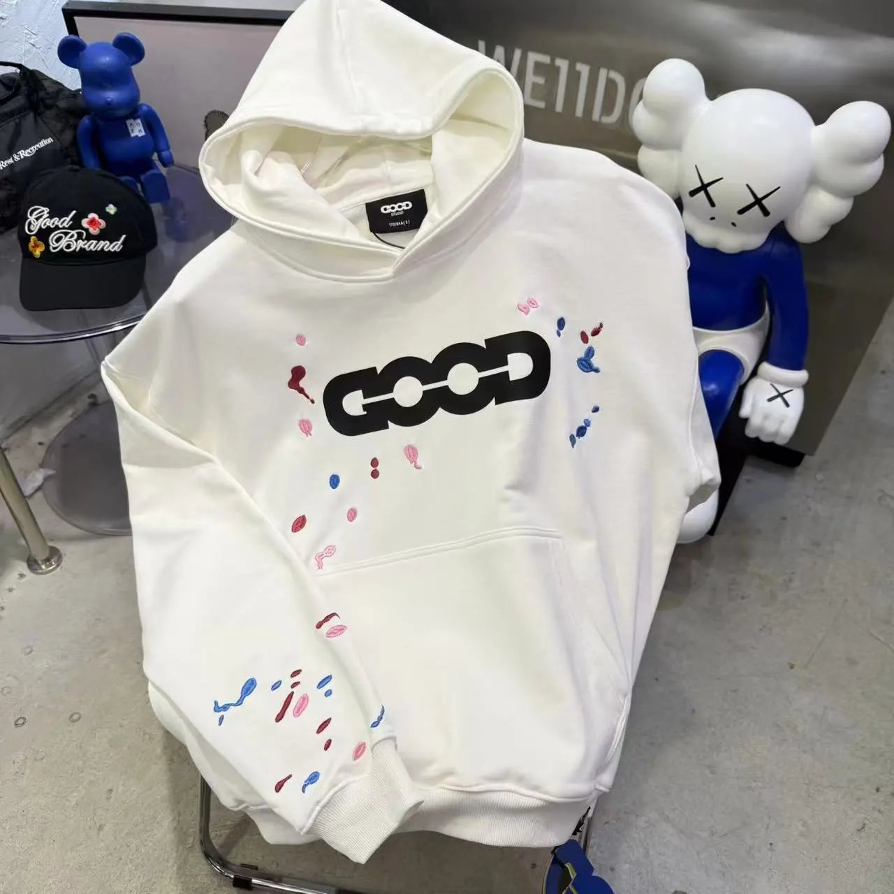Good Brand Hoodies & Sweatshirts Rhinestone Graphic Sweatshirt Collection — G38 white