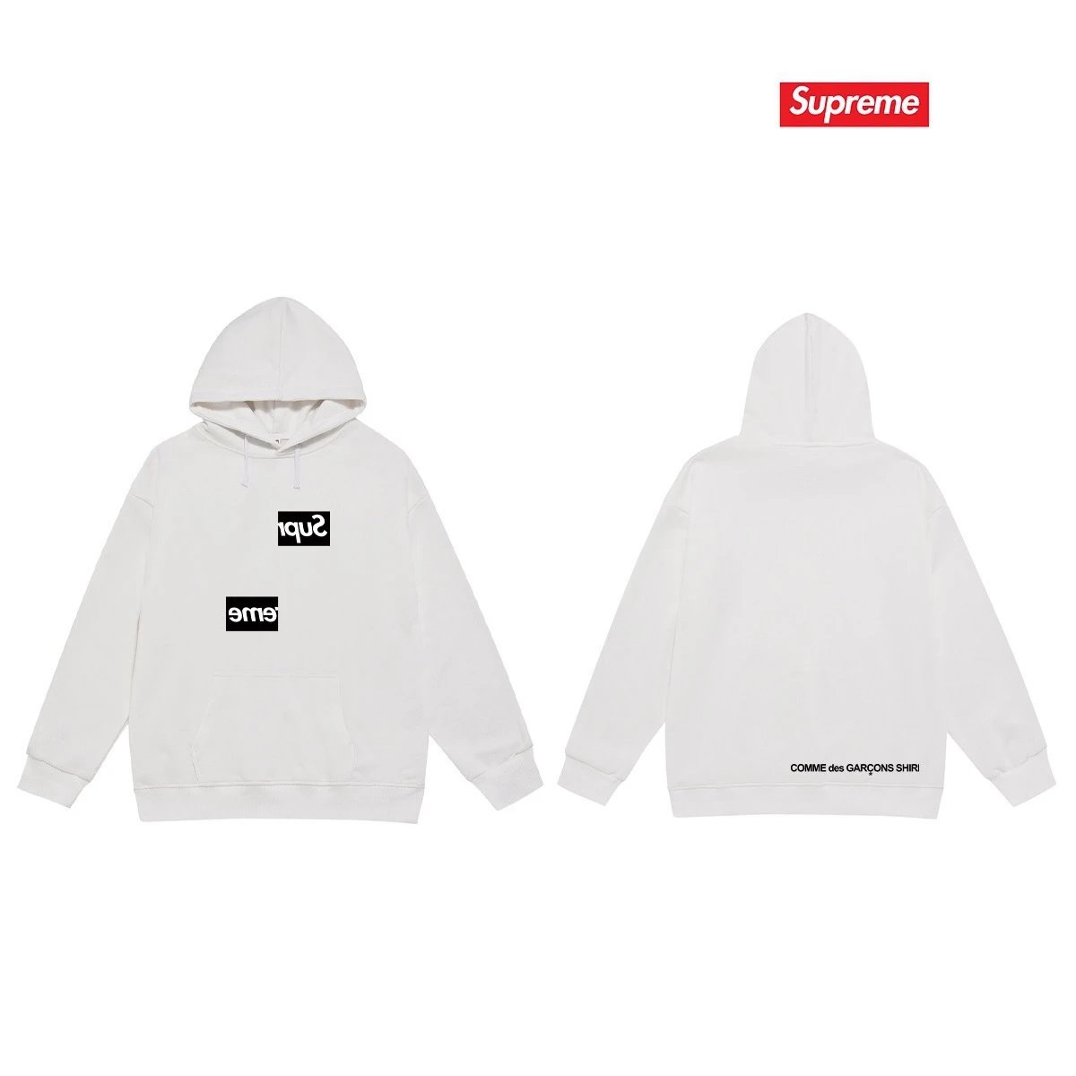 Supreme Hoodies & Sweatshirts Dover Street Market car graphic pullover hoodie — S 2220 White with fleece lining