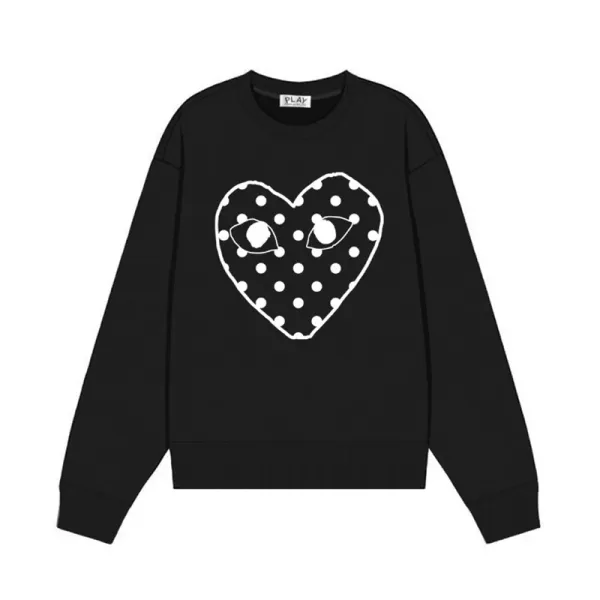 Comme des Garçons Play Heart Polka Dot Black Sweatshirt Hoodie - 1