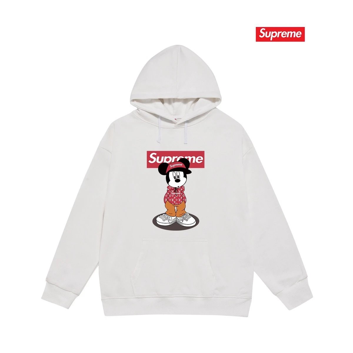 Supreme Hoodies & Sweatshirts Fleece-Lined Graphic Pullover Hoodie — 2235 White with fleece lining