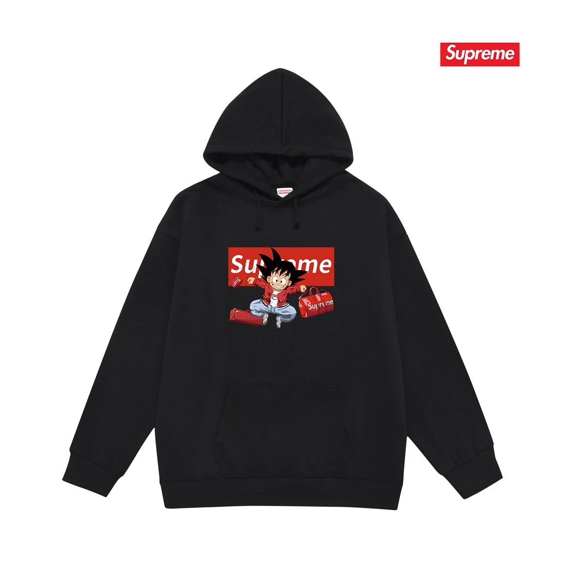 Supreme Hoodies & Sweatshirts Hooded sweatshirt with Stüssy graphic and kangaroo pocket — 2238 Black with fleece lining