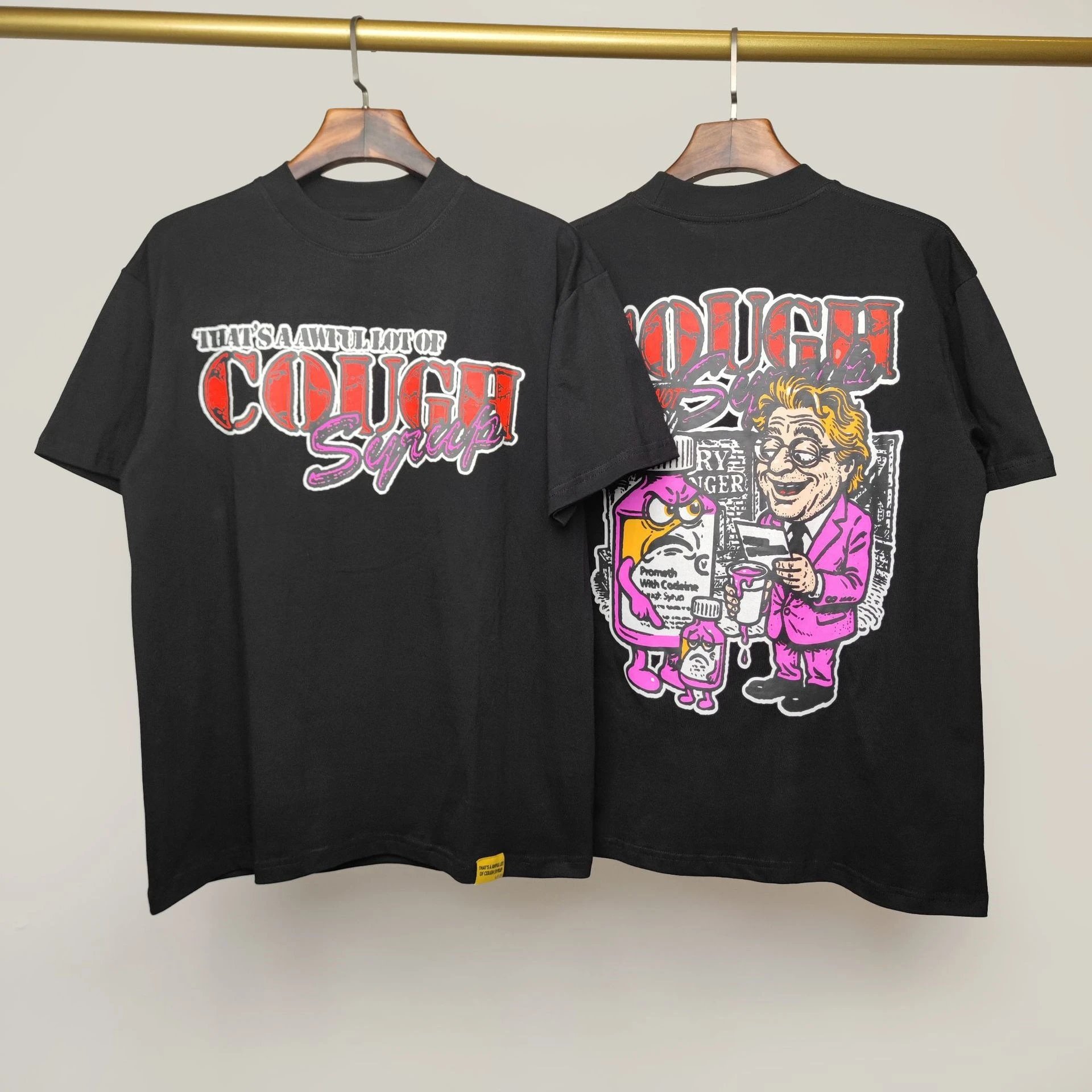 Cough Syrup T-Shirts Graphic Print — 41 black short-sleeved