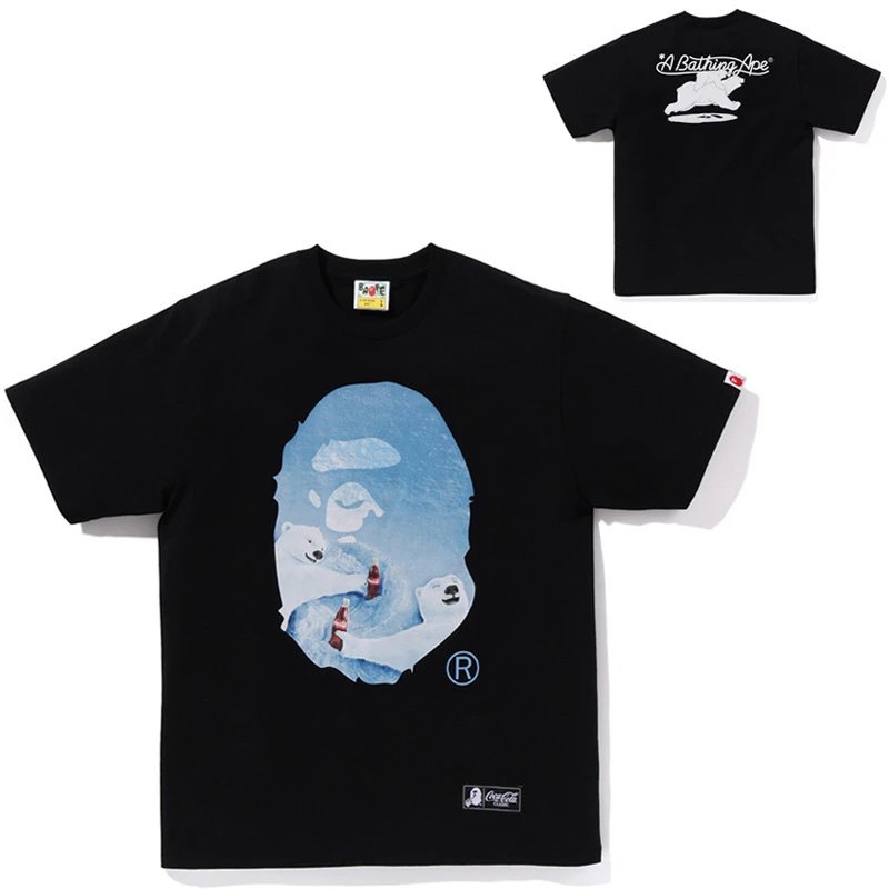 A Bathing Ape T-Shirts Head Graphic Short-Sleeve T-Shirt — 724 Black Cola