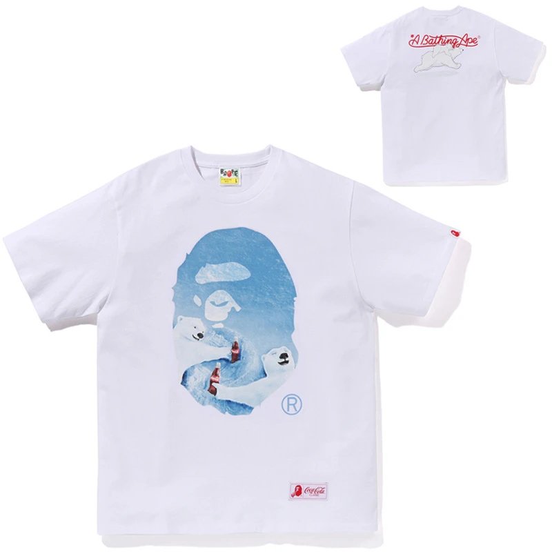 A Bathing Ape T-Shirts Head Graphic Short-Sleeve T-Shirt — 724 white cola