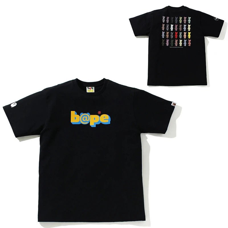A Bathing Ape T-Shirts Head Graphic Short-Sleeve T-Shirt — 743 Black Explosive Bear