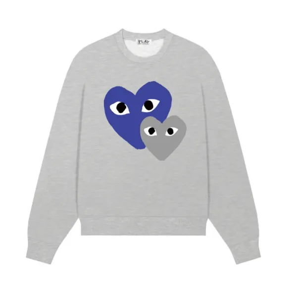 Comme des Garçons Play Heart Eyes Gray Sweatshirt Hoodie - 1