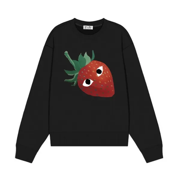 Comme des Garçons Play Strawberry Eyes Black Sweatshirt Hoodie - 1
