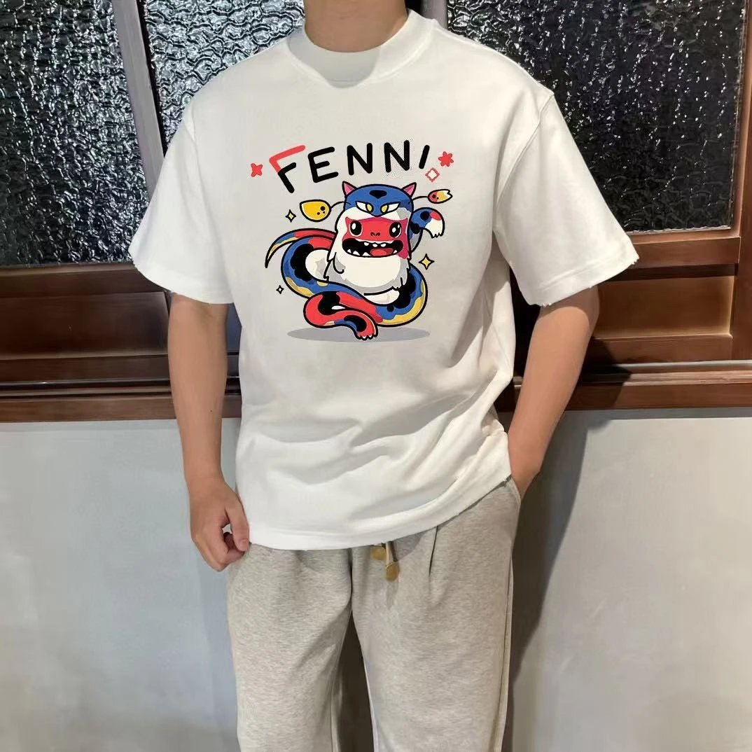 Fendi T-Shirts Short-Sleeve Logo Print — F64