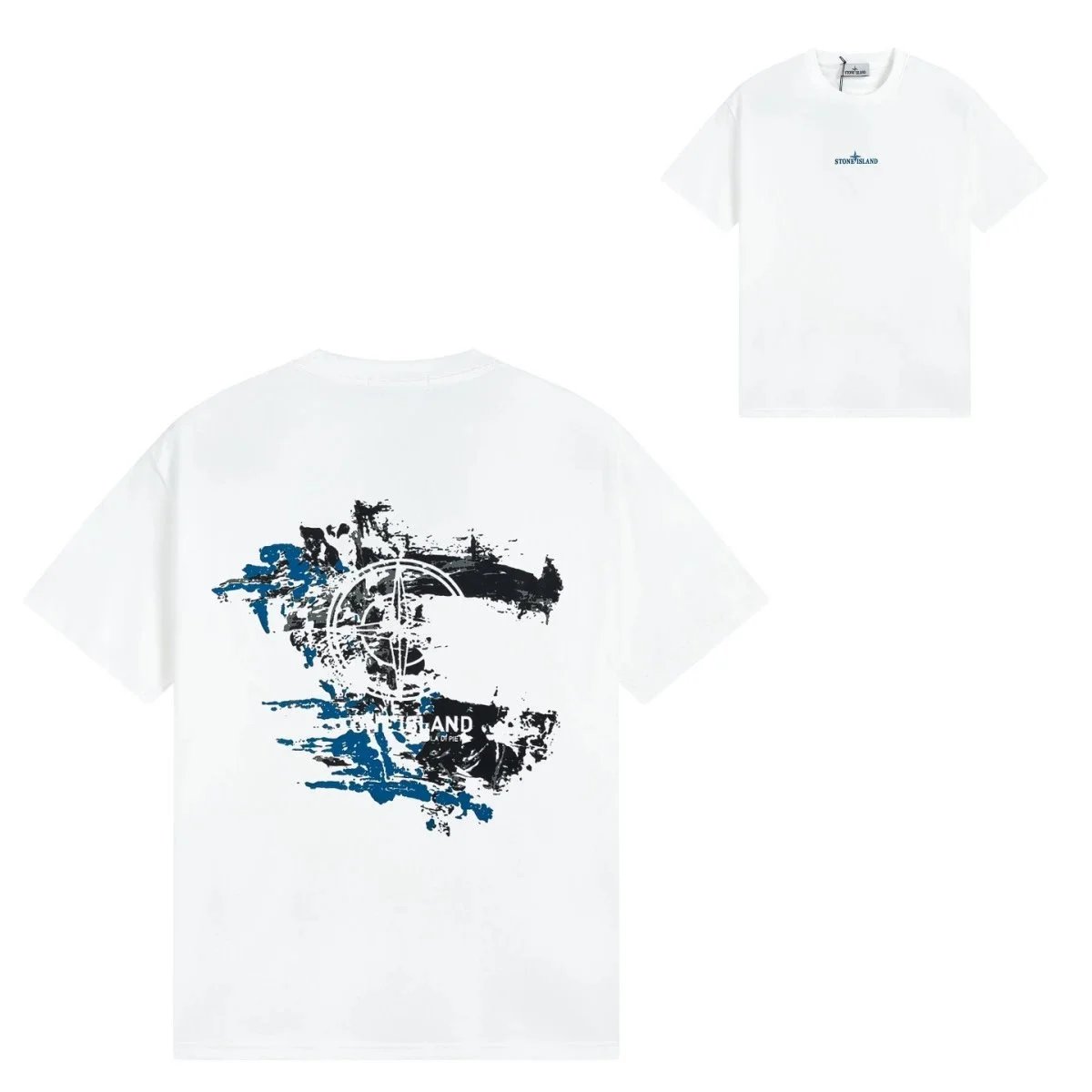 Stone Island T-Shirts Short-Sleeve Graphic Print T-Shirt — G153 White