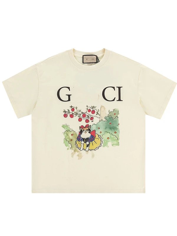 Gucci Hippo and Flamingo Print Cream T-Shirt - 5